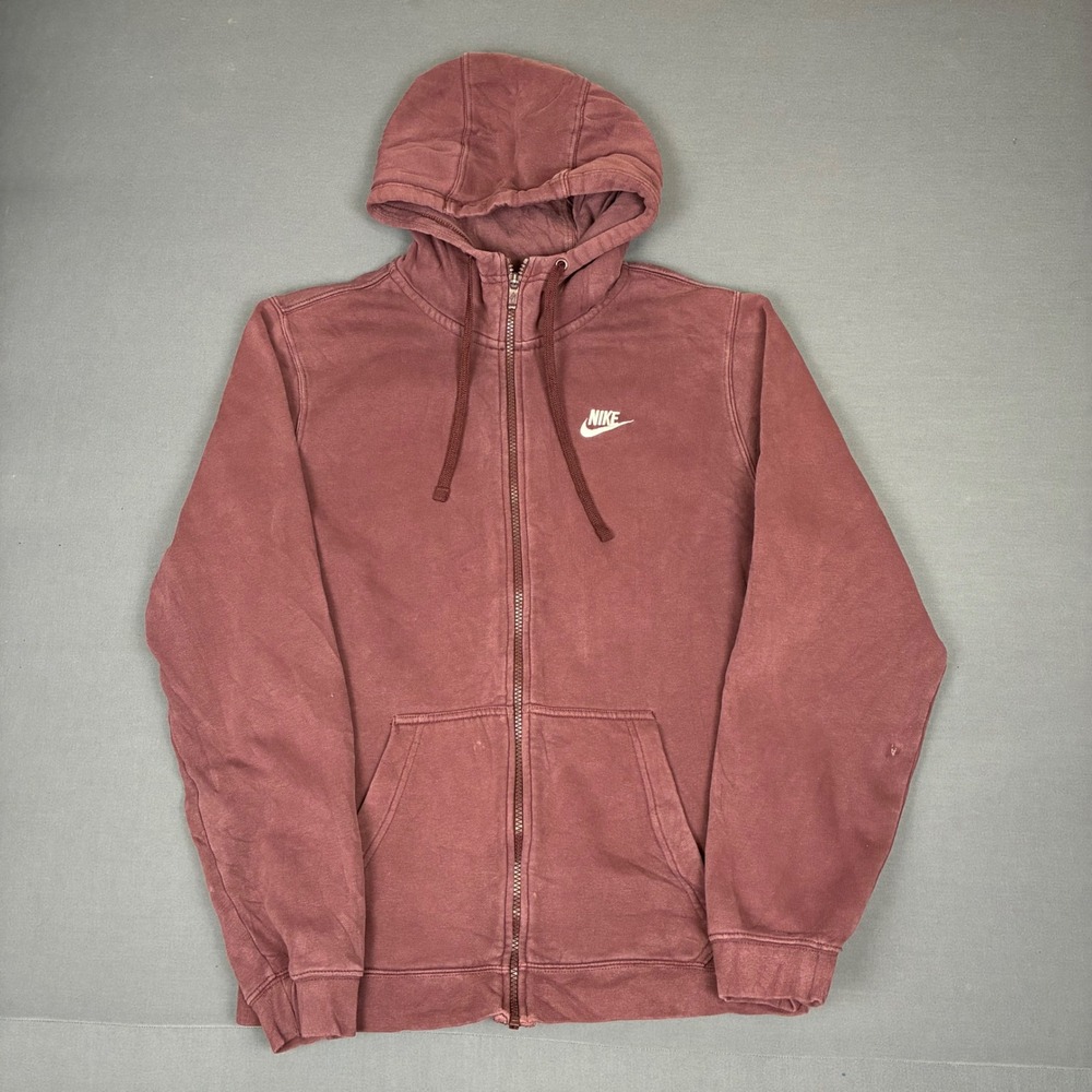 Nike Sportswear Club Fleece Full Zip Maroon Hoodie Men's Size Small